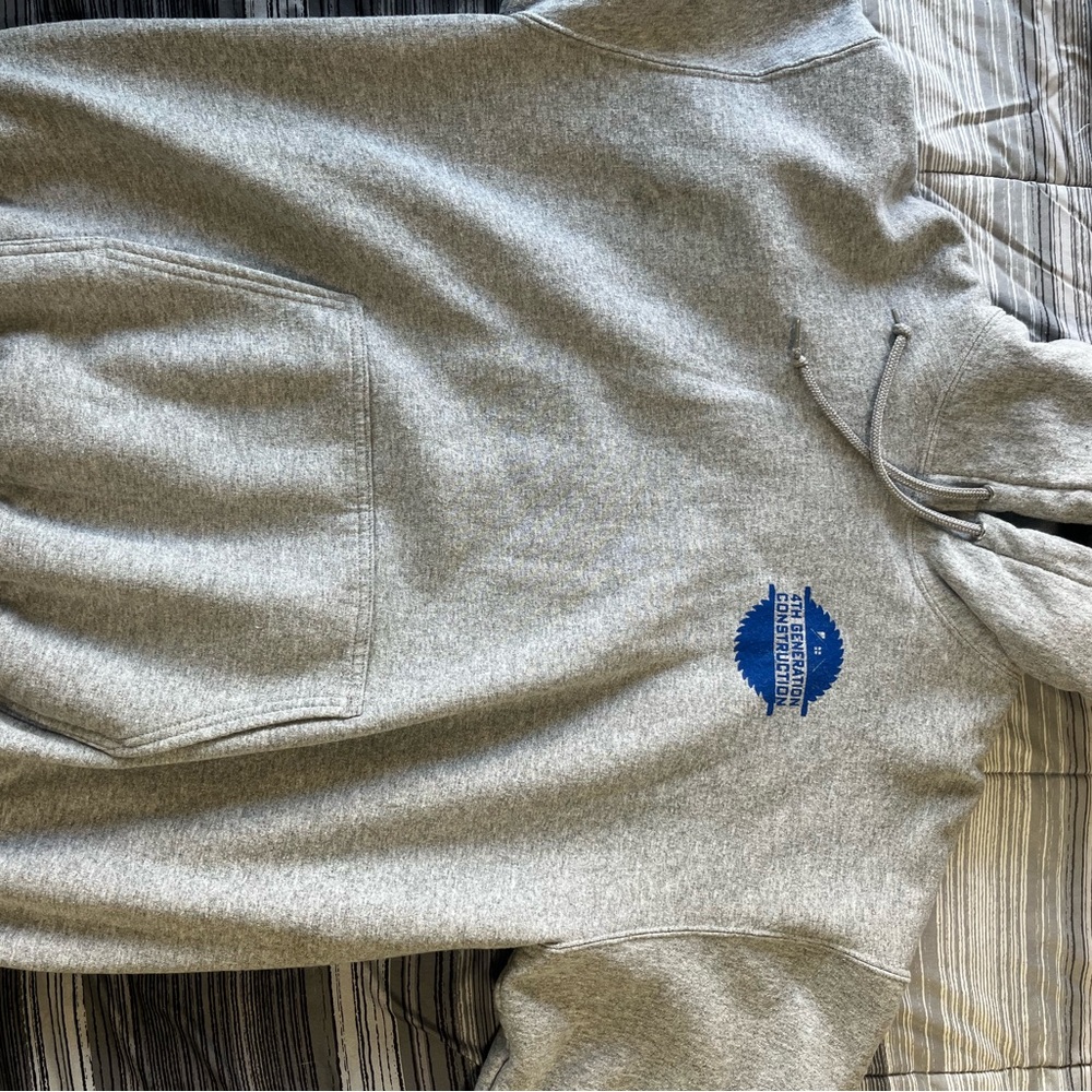 Gray Hoodie with Blue Logo